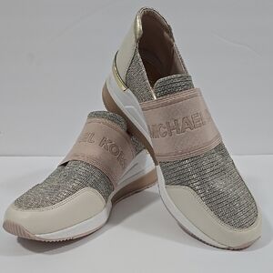 Michael Kors Women's Slip-On Sneakers - Gold and Cream Metalic Size 9.5